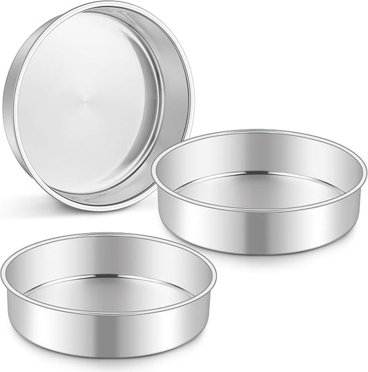 Homikit Round Cake Pan Set of 3, 9 Inch Stainless Steel Cake Tins Bakeware for Baking Layer Smash Birthday Cake，Oven, Pressure Cooker & Dishwasher Safe by Homikit