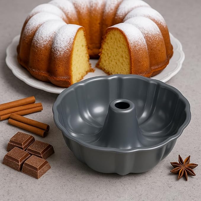 10-Inch Nonstick Cake Pan, Fluted Tube Pan for Pound & Ring Cakes | Heavy duty baking ring mold. Easy release non-stick tin for flawless angel food cake, coffee cakes, and jello molds. - Image 5