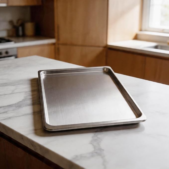 Aluminum Baking Tray, 37.5 x 27.5 cm Cookie Sheet Pan for Bread, Cake and Pastry Baking, Reinforced Rolled Edges, Easy Release for surface for Home Ovens Daily - Image 3