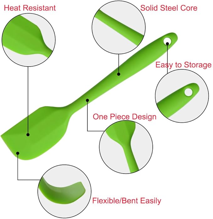 Silicone Spatulas, 11 inch Rubber Spatula Heat Resistant Seamless One Piece Design Non-Stick Flexible Scrapers Baking Mixing Tool (4 Piece)