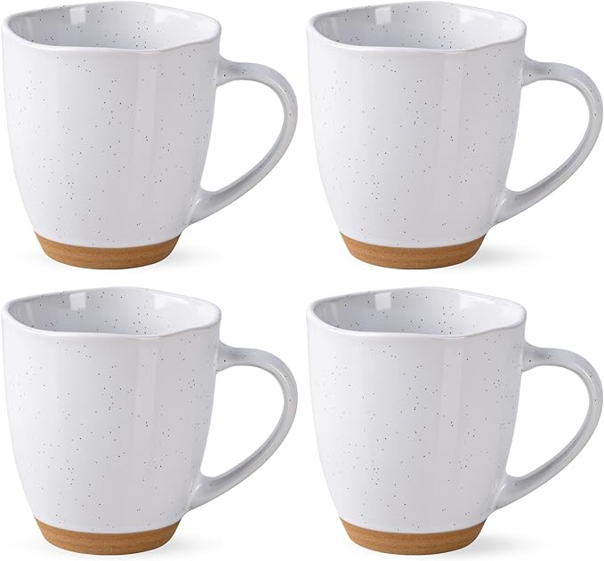 AmorArc 12oz Coffee Mugs, Ceramic Coffee Mugs set of 4 for Man, Woman, Dad, Mom, Modern Coffee Cups with handle for Latte/Cappuccino/Milk/Cocoa. Dishwasher&Microwave Safe, White by AmorArc
