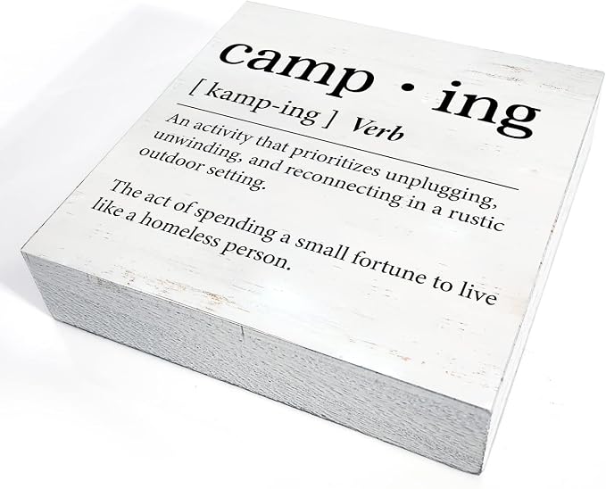 Funny Camping Definition Wood Box Sign Home Decor Rustic Camping Wooden Box Sign Block Plaque for Wall Desk Decoration - Image 3