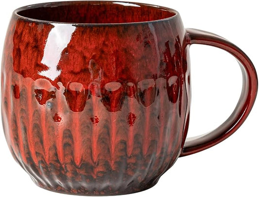 Crimson Surge Ceramic Coffee Mug - 21 oz Unique Reactive Glaze Coffee Cup with Large Handle, Aesthetic Cute Mug for Men Women Desk Gift Box by XIYUANJI