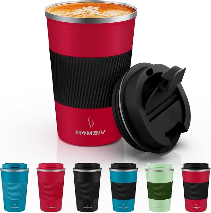 MOMSIV 12oz Travel Coffee Mug, Insulated Coffee Cup with Leakproof Lid | 6-Hour Heat Retention, 360°Leak proof, Vacuum Stainless Steel Double Walled, BPA-free, Reusable And To Go Coffee Mug by MOMSIV