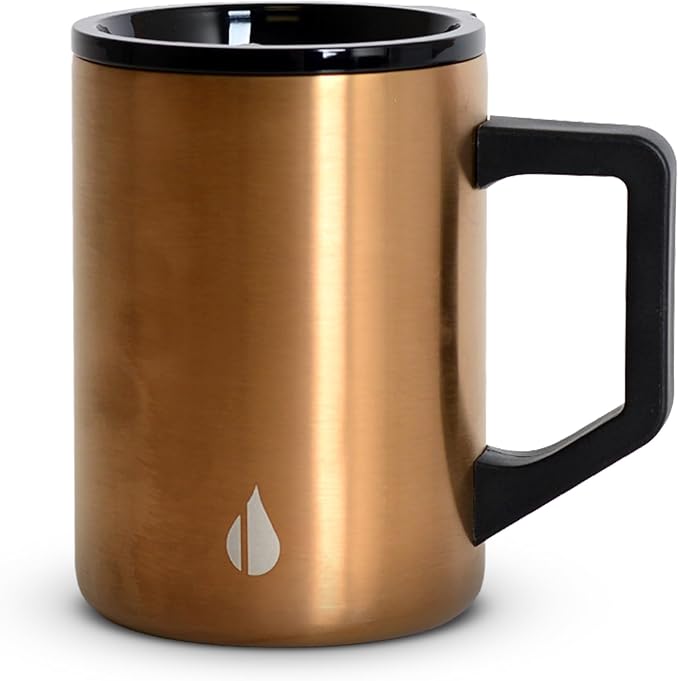 Elemental Insulated Coffee Mug - Triple-Wall Stainless Steel Summit Travel Cup for Hot and Cold Drinks - Thermal Coffee Mug with Lid and Handle for Camping, Office & Travel 16oz - Copper by Elemental