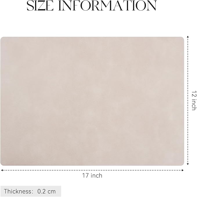 MOSAYT Vinyl Placemats Set of 6-12 X 17 Inch - Faux Leather 100% Waterproof Oil-Proof Wipeable PU Place Mats, Heat Resistant Reversible Table Mats for Kitchen, Dining, Outdoor, Beige - Image 7