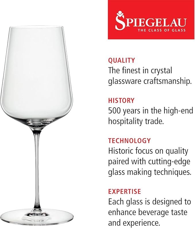 Spiegelau Definition Crystal Universal Wine Glasses for Red and White Wines, Durable Drinking Glasses for Housewarming, Birthday Party, Wedding Gifts, Home Bar, Elegant Glassware, 19 oz, Set of 4 - Image 4