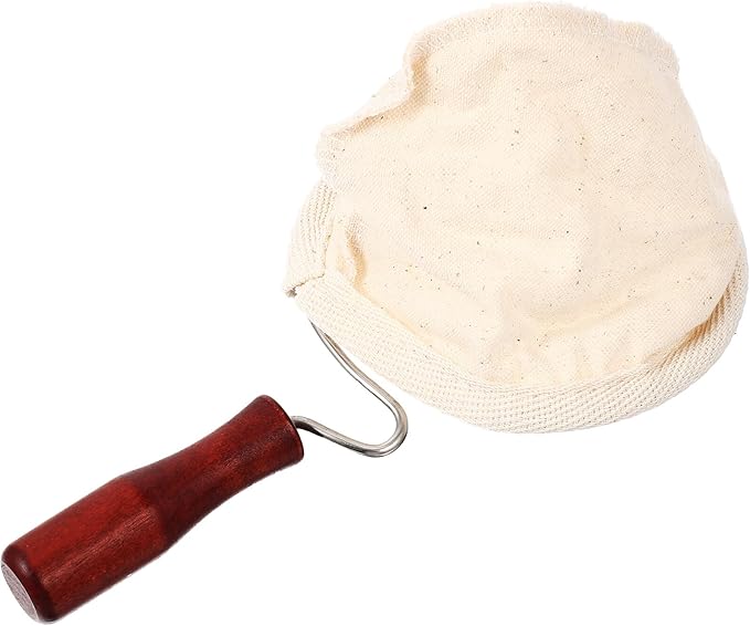 BESPORTBLE Reusable Cotton Coffee Filter Bag Large Mesh Multi-use Coffee Strainer Pouch for Tea and Milk Tea Brewing Washable and Portable with Red Handle for Home and Travel