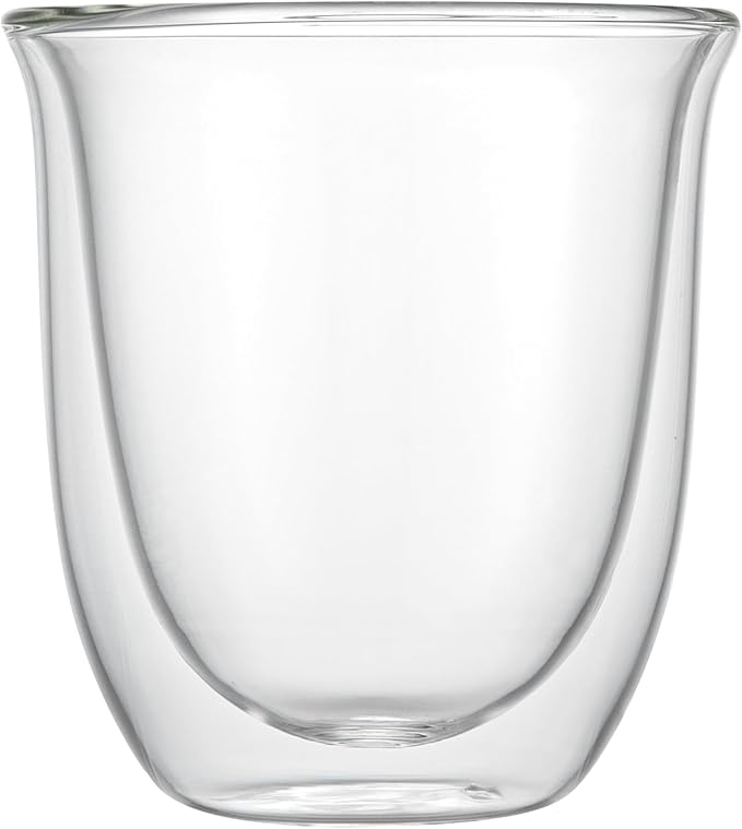 Restaurantware-Forma Professional 6.8 Ounce Double Wall Coffee Cups, 12 Insulated Latte Glasses - Dishwashable, Reusable, Clear Glass Beverage Cups, Freezable, For Hot Or Cold Beverages