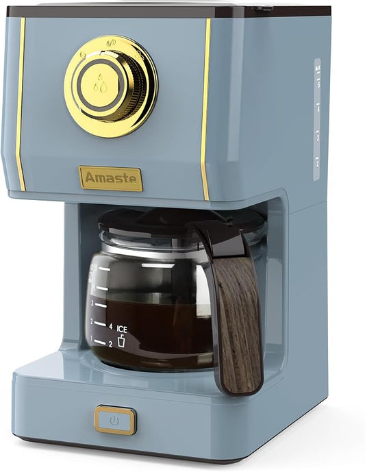 Amaste Coffee Maker, 5 Cup Coffee Pot with Three Brewing Modes, Retro Coffee Maker with Glass Carafe & Reusable Coffee Filter, Drip Coffee Maker Ideal for Home or Office, Warming Plate, Ash Blue by Amaste