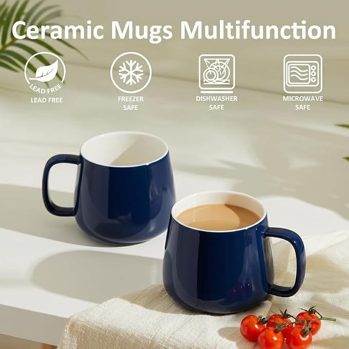Teocera 16oz Ceramic Coffee Mugs Set of 4 – Stackable Latte Cups, Microwave, Dishwasher & Oven Safe – Ideal for Coffee, Cappuccino, Hot Chocolate, Housewarming Gifts, Dark Blue - Image 4