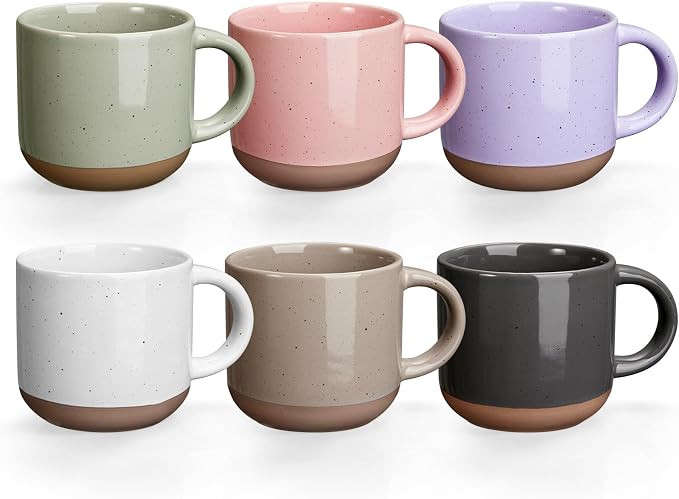 Gencywe® Morandi Color Ceramic Mini Espresso Cups Set of 6, 5 oz Expresso Mugs with Handle,Porcelain Coffee Mugs Demitasse Cups, Modern Style Cups, Microwave Dishwasher Safe Suit for Espresso Machine by Gencywe