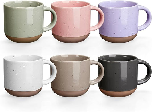 Gencywe® Morandi Color Ceramic Mini Espresso Cups Set of 6, 5 oz Expresso Mugs with Handle,Porcelain Coffee Mugs Demitasse Cups, Modern Style Cups, Microwave Dishwasher Safe Suit for Espresso Machine by Gencywe