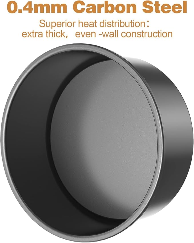 CHEFMADE Round Cake Pan, 8-Inch Chiffon Pan with Removable Loose Bottom | Non-stick carbon steel round baking pan, oven & Instant Pot. Ideal for chiffon, angel food, and sponge cakes (Black) - Image 4