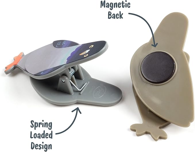 Genuine Fred PECKISH, Pigeon Magnetic Bag Clips, Set of 4, Chip Clips, Bag Clips for Food, or for use on the fridge - Image 3