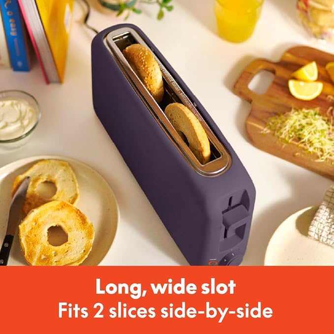bella 2 Slice Slim Toaster, Fits-anywhere™ Kitchenware, 6 Setting Shade Control with Reheat & Cancel Buttons, Fits sourdough, 10” Long Slot, Anti Jam & Auto Shutoff, 900 Watt, Plum - Image 3
