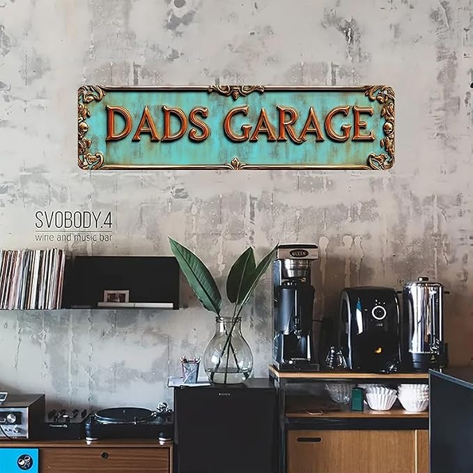 Bar Sign Bar Gifts Vintage Metal Wall Decor Sign"DADS GARAGE" Street Sign Funny Man Cave Decor Accessories for Home, Bar, Bathroom, Bedroom Unique Retro Tin Signs for Outdoor 4 X 16 inches - Image 3