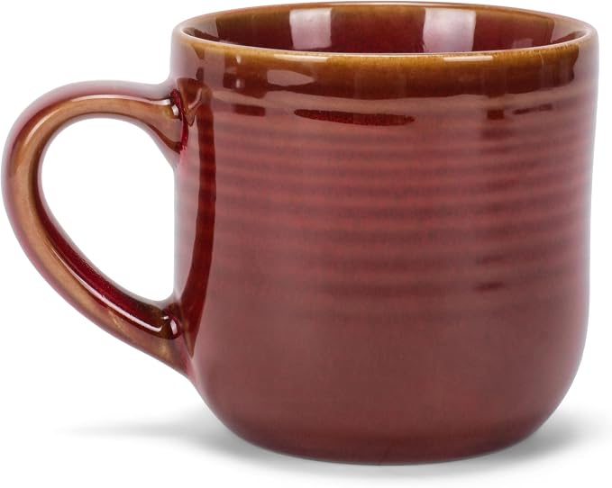 Elanze Designs Glossy Reactive Glaze Large 17 Fluid Ounce Everyday Kitchen Food Grade Ceramic Stoneware Coffee Mug Cup with Comfort Curved Handles, Set of 4, Burnt Auburn Red - Image 2