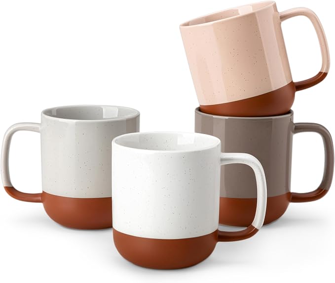 MALACASA Ceramic Coffee Mugs Set of 4, 16oz Coffee Cups, Modern Farmhouse Mugs for Coffee, Latte, Tea, Hot Chocolate, Cappuccino, Milk, Microwave & Dishwasher Safe, Multicolor, Series TARA by MALACASA