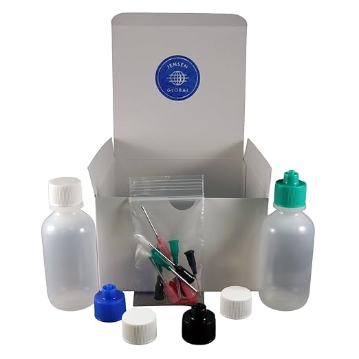 Dessert Decorating Kit with 2 oz Bottles & Blunt Dispensing Tips. (Non sterile/Non Medical)