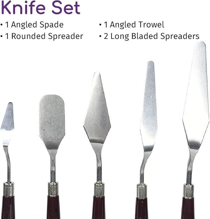 5 Pieces Stainless Steel Palette Spatula Set for Baking Arts and Crafts, Mixing Scraper Tool for Oil Acrylic Paint Cream Cake Icing