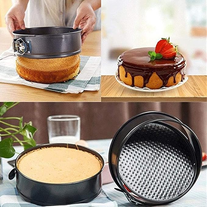Kitchen Tool Cake Baking Supplies Non-stick Removable Bottom Springform Cake Pan TinBaking Heart shaped cake pans Leak proof and high temperature resistant Square roud Heart cake Pans Set of 3 - Image 2