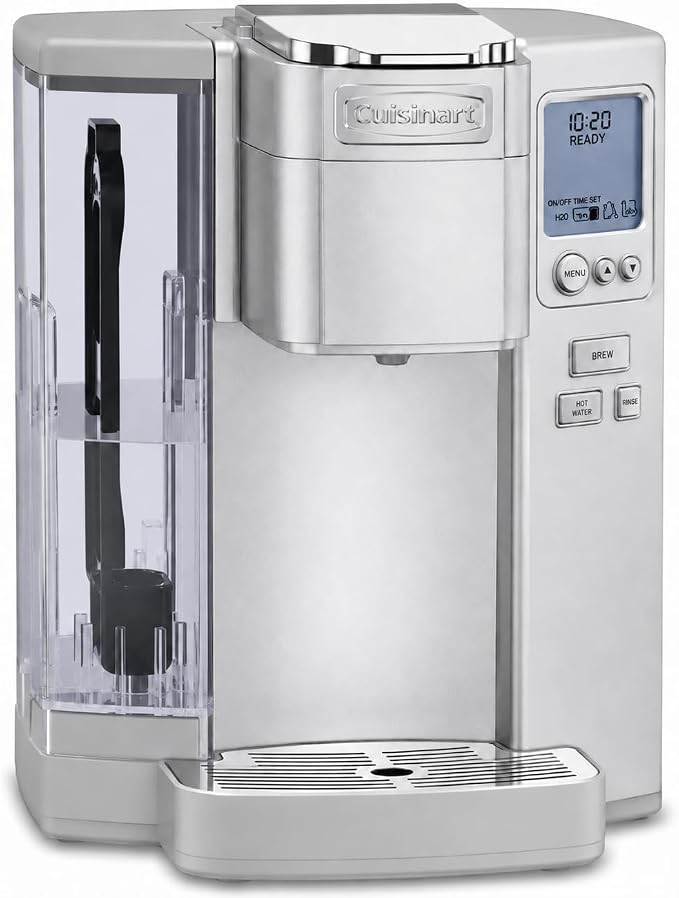 Cuisinart Coffee Maker, Single Serve 72-Ounce Reservoir Coffee Machine, Programmable Brewing & Hot Water Dispenser, Stainless Steel, Cool Grey by Cuisinart
