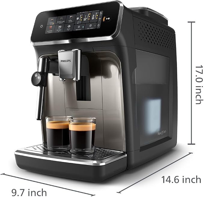 Philips 3300 Series Fully Automatic Espresso Machine with integrated milk frother and grinder, 5 Hot & Iced Coffee Pre-Sets, 40% Quieter SilentBrew, 15-Bar Pressure, Glossy Black (EP3326/90) | Integrated milk frother, Grinder, 5 Hot & Iced Coffee Pre-S... - Image 10