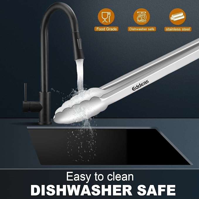 Grill Tongs, 600 Degrees Heat Resistant 17 Inch Extra Long BBQ Tongs, All Metal Kitchen tongs, Heavy Duty Stainless Steel Locking Tongs for Cooking, Grilling, Barbecue/BBQ, Buffet, 2 Pack - Image 7