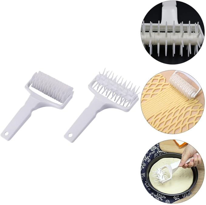 Homoyoyo 2pcs Practical Pizza Needle Roller Dough Puncher Baking Tool Made of Sturdy Pp Material, Easy to Use and Convenient for Kitchen Pizza Dough Preparation in White - Image 8