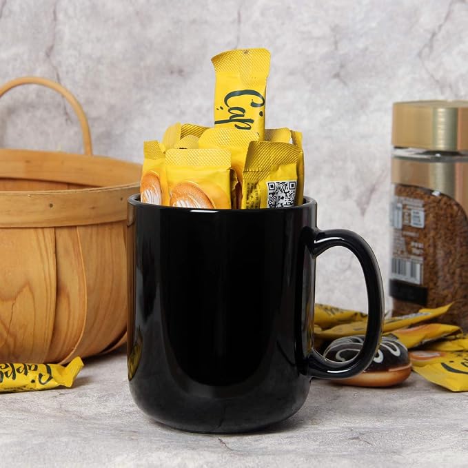 20 OZ Large Coffee Mug, M016 Ceramic Big Tea Cup with Handle for Dad Men, Black - Image 5