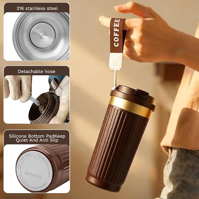 Vacuum Insulated Stainless Steel Travel Coffee Mug,Leak Proof Cup with Lid | 304 stainless steel mug with vacuum insulation, leak proof lid, silicone grip and car cup holder friendly design - Image 3