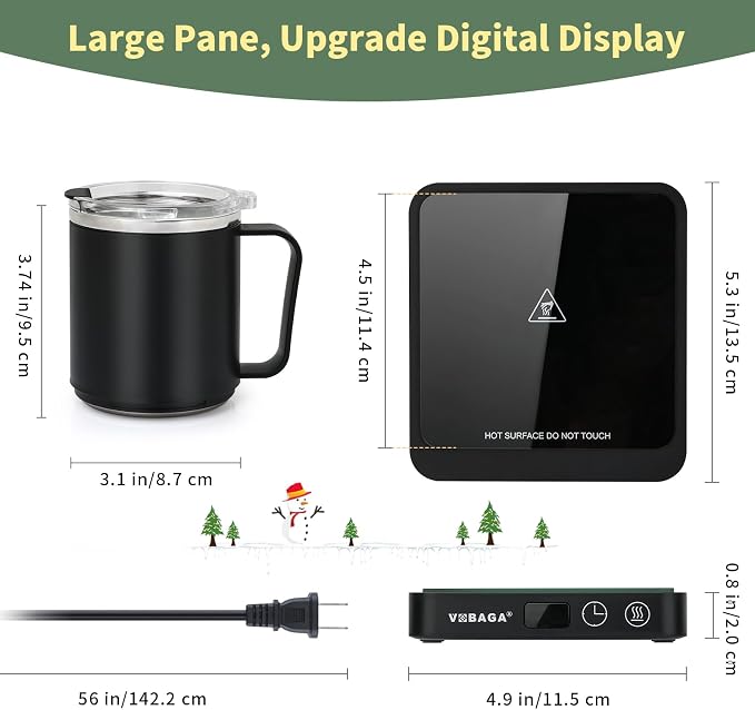 VOBAGA Mug Warmer with 15oz Mug Set, Smart Coffee Mug Warmer for Desk with 5 Temp Settings & 2-12H Auto Shut Off, Coffee Warmer for Candles, Coffee, Cocoa, Milk, Best Coffee Gifts for Men Women - Image 4