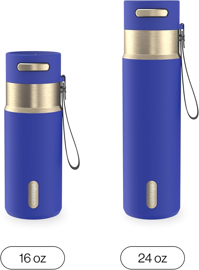 Contigo AutoSeal 24 oz Stainless Steel Vacuum-Insulated Water Bottle with Leakproof Push-Button Spout & Lock, Carry Strap, BPA-Free & Lead-Free, Dishwasher Safe - Image 5