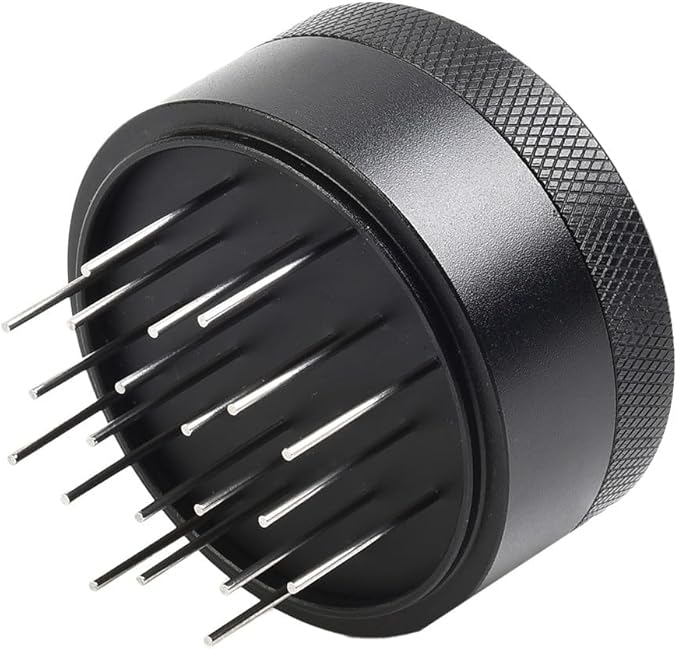 53mm 58mm Needle Tamper for Espresso - 19-Pin 304 Stainless Steel Coffee Distributor with Adjustable Depth Aluminum Handle,for Most Portafilters