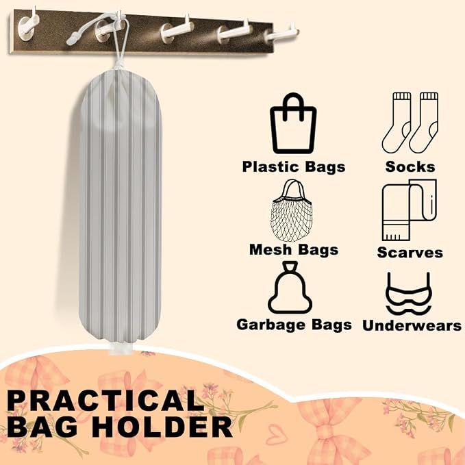 Minimalist Stripe Plastic Bag Holder, Wall Mount Grocery Bag Holder | Striped Bag Holder, Reusable Grocery Bag Storage Dispenser, Farmhouse Kitchen Home Decor - Image 3
