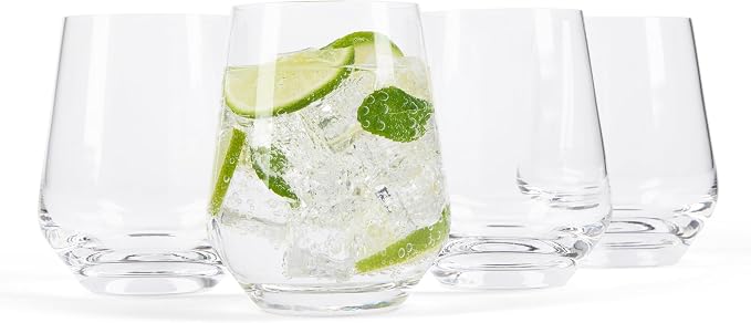 Larder & Vine Crystalline Glassware Tumbler Set, Artisan Drinkware for Cocktails, Water, Whiskey or Spirits, Handmade in Poland (Classic Short) by LarderVine