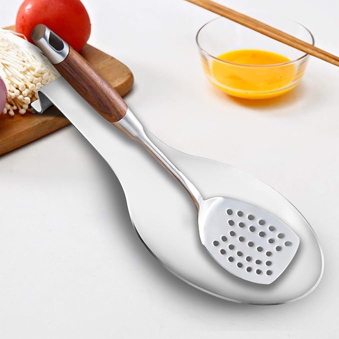 VanlonPro Stainless Steel Spoon Rest, Spatula Ladle Holder, Stainless Steel Utensil Spoon Rest Holder, Brushed Finish, Dishwasher Safe 9.8 x 3.7 Inch (Silver 2PCS) - Image 6