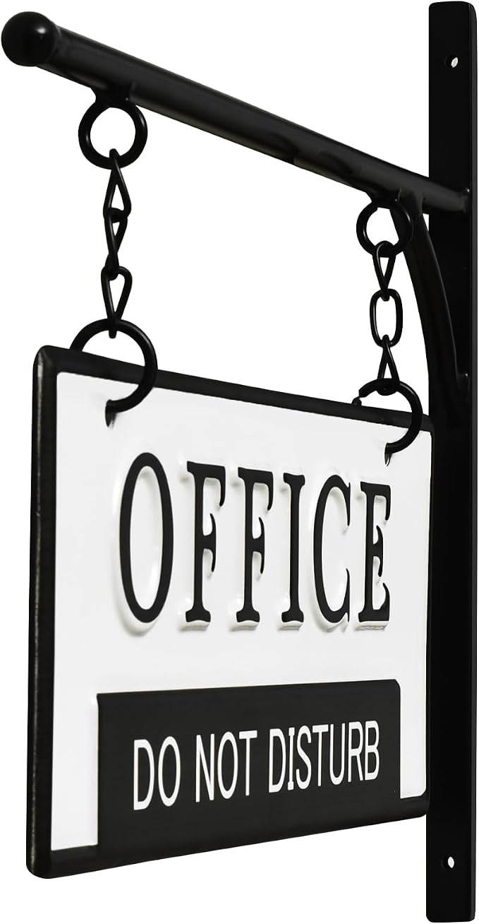 EMAX HOME Wall-Mounted Metal Office Sign – Farmhouse Enamelware 2-Sided Reception/Office Sign, Classic Black and White Design for Professional Spaces - Image 5