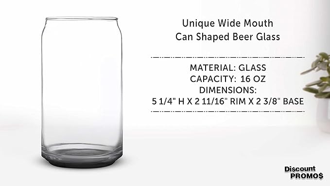 DISCOUNT PROMOS Beer Can Glasses Set of 10, 16 oz. Pint Sized, Soda Can Shape, Glassware, Black