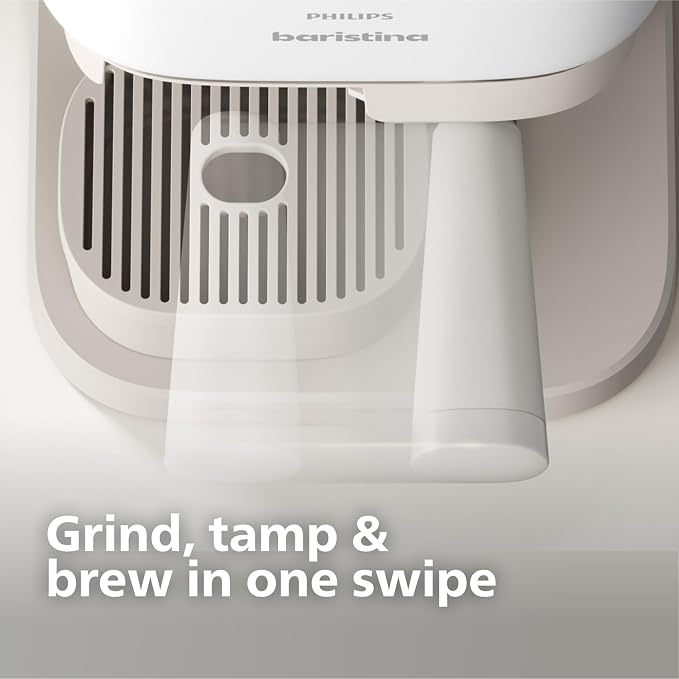Philips Baristina Espresso Machine+Milk Frother Bundle. Real espresso. Compact coffee machine,portafilter, grinder, Cafe Crema. Dairy & Non-Dairy Milk foam​. Hot & Cold. Easy Clean. White (BAR303/00) - Image 3