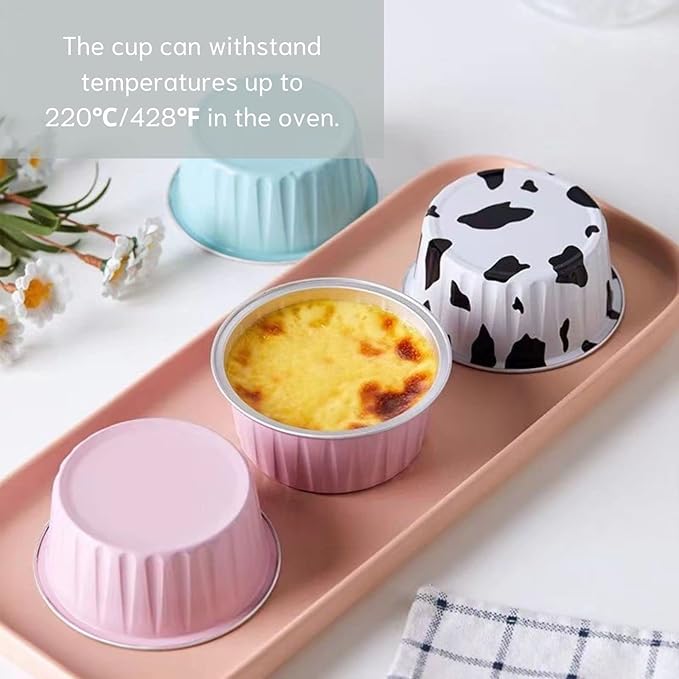 Mini Aluminum Foil Cupcake Baking Cups with Lids (40pcs, 5oz) Round Cupcake Foil Liners Tart Pie Tin Pan Holder - Disposable Mini Cake Containers Flan Molds for Pudding, Souffle, Party, Wedding - Image 5