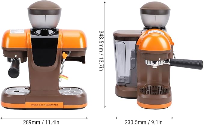 AUNMAS Coffee Maker, Espresso Machine with Tamper Steam Wand Grinder for Home Office Barista Style, 19 Bar 800ML 58mm Semi Automatic (US Plug 110V) - Image 2