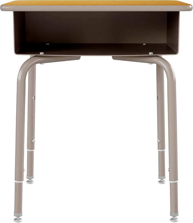 Flash Furniture Billie Student Desk - Maple Open Front School Desk - Silver Metal Frame - 24"W x 18"D Adjustable Height, Durable for School or Remote Learning - Image 9