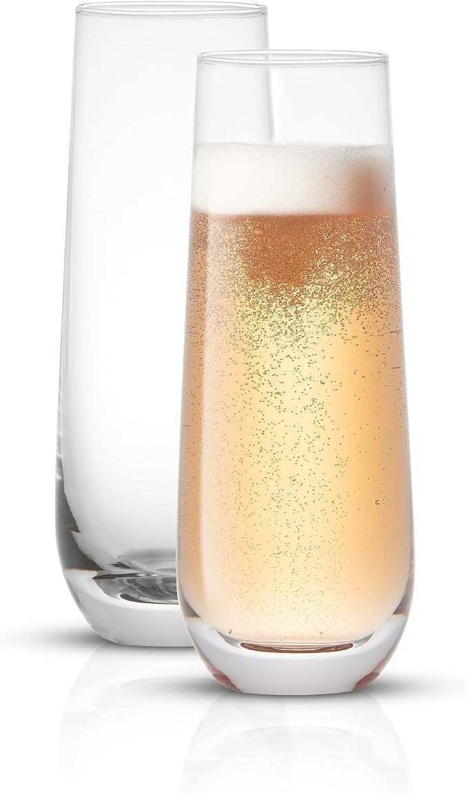 JoyJolt Milo Stemless Champagne Flutes Set of 8 Crystal Glasses. 9.5oz Prosecco Wine Flute, Mimosa Glasses, Cocktail Glass Set, Water Highball Glass, Bar Glassware - Image 8