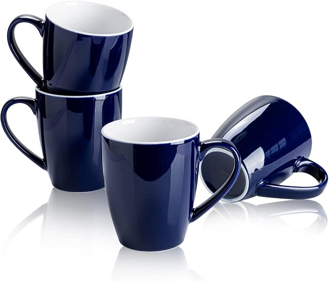 Sweese Porcelain Coffee Mugs - 16 Ounce (Top to the Rim) for Coffee, Latte, Tea, Cocoa, Set of 4, Navy by Sweese