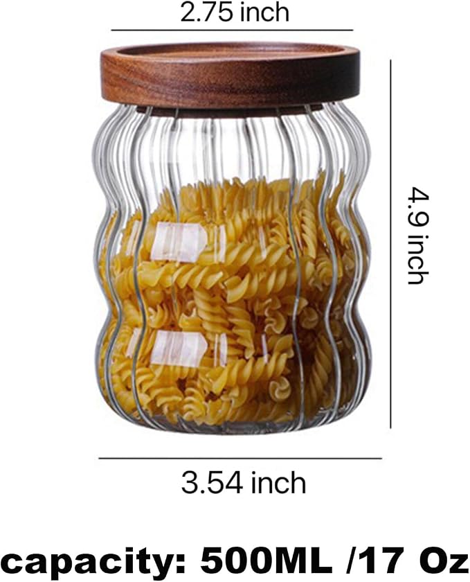 Glass Food Storage Container Jar with Airtight Seal Acacia Wood Lids Kitchen Clear Glass canister Coffee, Bean,Tea,Spice Containers Sugar,Cookies,Nuts,Snack,Candy Jar - Image 3