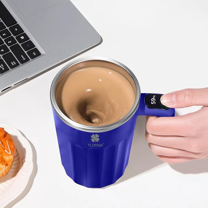 Self Stirring Mug,Self Stirring Coffee Mug,Suitable for Coffee, Milk, Cocoa and Other Beverages,Insulated bottle (Blue, 12 Ounces) - Image 2