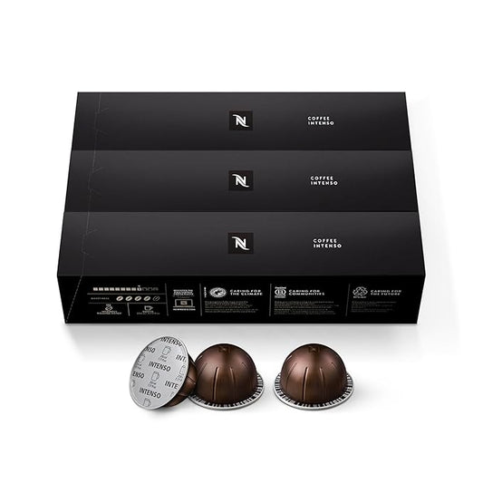 Nespresso Capsules Vertuo, Intenso, Dark Roast Coffee, 30-Count Coffee Pods, Brews 7.8oz.
