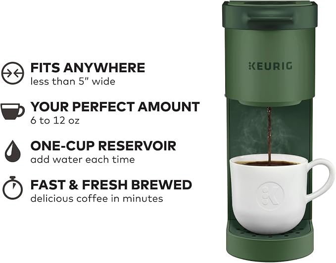 Keurig K-Mini Single Serve K-Cup Pod Coffee Maker, 6 to 12oz Brew size, with Cord Storage, Perfect for Small Spaces, Evergreen | Cord Storage, Small Spaces, Evergreen - Image 3